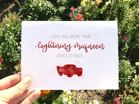 Lightning Mcqueen Valentines, Lightning Mcqueen Boyfriend Gift, Lightning Mcqueen Valentines Card, F1 Valentine Cards, Lightning Mcqueen Pickup Line, Lightning Mcqueen Gifts, Vday Cards, More Than Love, Congrats Card