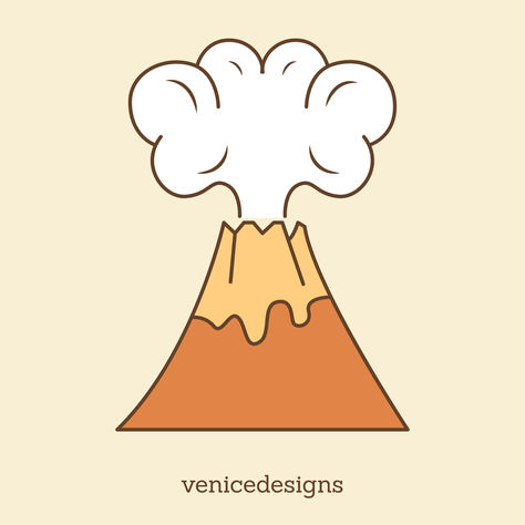 Volacano Design Clipart About Volcano, Illustration Cute, Graphic Design Elements, 2d Design, Cute Cartoon Drawings, Cartoon Drawing, Flat Design, Cute Illustration, Volcano