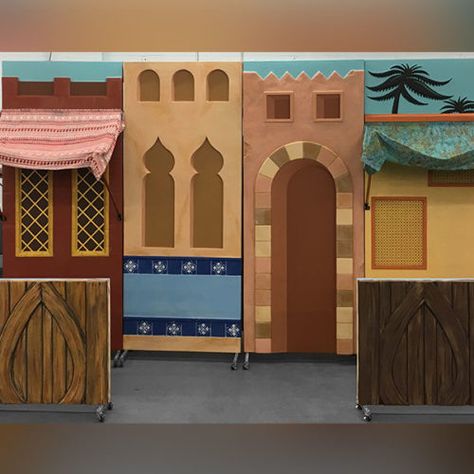 Aladdin Play, Aladdin Theater, Middle Eastern Design, Aladdin Musical, Aladdin Jr, Theatre Decorations, Aladdin Costume, Stage Props, Arabian Night