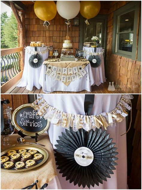 Country Music Awards Party Record Medallions by Double the Fun Parties Giant Balloons Birthday, Music Party Centerpieces, Rustic Wedding Desserts, Halloween Luminaries, Music Theme Birthday, Music Themed Parties, Dessert Bar Wedding, Birthday Presents For Mom, Country Music Awards