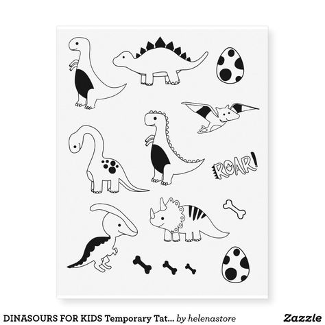 Kids Temporary Tattoos, Temporary Tattoo Ideas, Make Temporary Tattoo, Tattoo Store, 3 Birthday, Tattoo Transfers, Dinosaur Eggs, Temp Tattoo, Cartoon Dinosaur