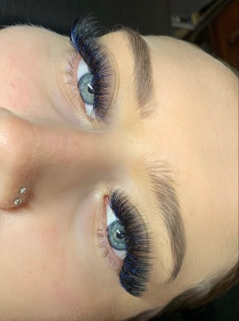 Blue Lashes Extensions, Mega Volume Cat Eye Lash Extensions, Blue Lash Extensions, Eyelash Growth Cycle, Lash Extentions, Lashes Extensions, Cat Eye Lash, Lash Extensions Styles, Volume Lash Extensions