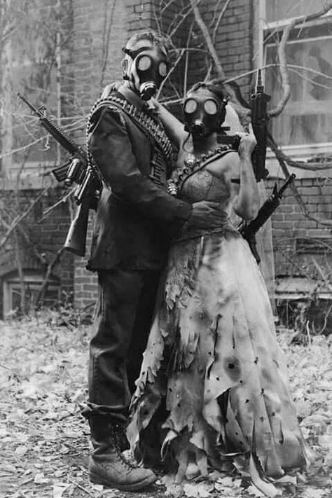 Gas Masks, Gas Mask, On The Ground, Two People, A Man, Mask, Tumblr