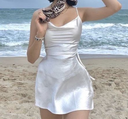 80s Fashion Summer, Silk Mini Skirt, Fashion Tips For Men, Silver Silk, Korean Fashion Dress, Fashion Videos, Silk Mini Dress, Fashion Korean, Fashion Lookbook