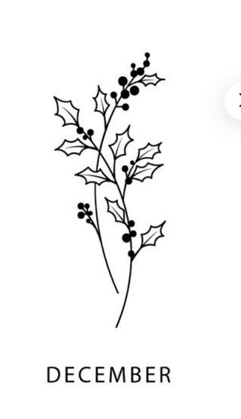 Holly Tattoo Flowers Small, Small Holly Tattoo, Simple Holly Tattoo, Holly Berry Tattoo Simple, Holly Leaves Tattoo, Holly Bush Tattoo, Holly Line Drawing, Christmas Tatoos Ideas, Holly Plant Tattoo