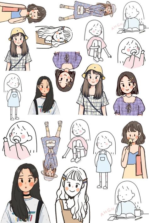 Sticker pack aesthetic | Ilustrasi karakter, Kartun, Sketsa Aesthetic Mini Sketches, Stikers Aesthetic Cute, Cute Doodles Of People, My New Boss Is Goofy Fanart, Easy Character Drawings, Cartoon Art Easy, Sibil Cartoon, Sibil Art, Stickers To Print Aesthetic