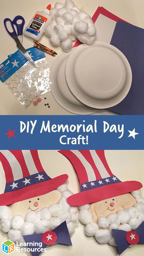 Memorial Day Arts And Crafts, Uncle Sam Craft, Memorial Day Crafts, Memorial Day Pictures, Memorial Day Activities, Fourth Of July Crafts For Kids, Lunch Club, Teaching Printables, Group Crafts