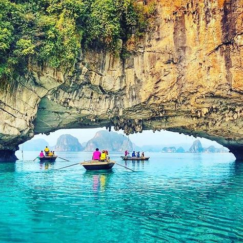 Luon Cave is located at the northeast of Bo Hon Island 1 km from Sung Sot Cave. The cave connects the sea with a circular lake surrounded by mountains. .  Halong Bay Vietnam. .  Explore incredible destinations in Vietnam and get ideas for planning your perfect vacation by following @goexplorevietnam. Bai Tu Long Bay, Halong Bay Vietnam, Harbor City, Ha Long Bay, Ha Long, Ocean Landscape, Halong Bay, Natural Heritage, Sustainable Tourism