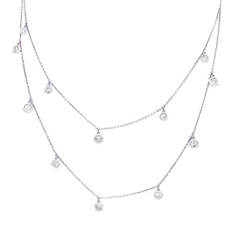 2,900€ A 18K white gold Messika necklace composed with two chains holding closed set diamonds. Messika Necklace, Messika Jewelry, Shop In Paris, Diamonds Necklace, Luxury Jewelry, Diamond Necklace, Second Hand, Jewelry Necklaces, Diamonds