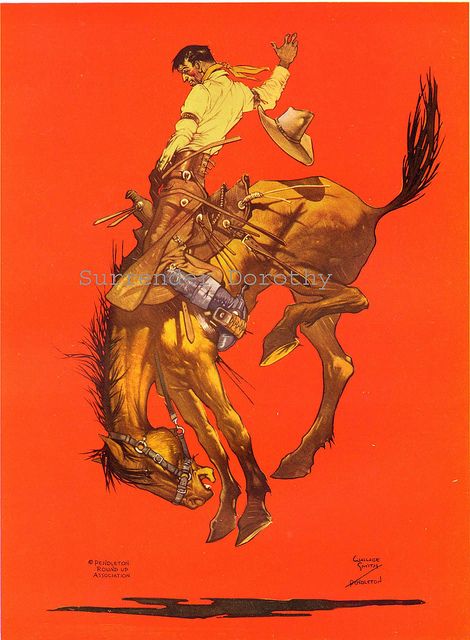 just a fantastic image. couldn't resist. Bronco Horse, Pendleton Round Up, Rodeo Poster, Bucking Bronco, Red Backdrop, Art Deco Print, Magazine Cover Design, Cowboy Art, Photo Engraving