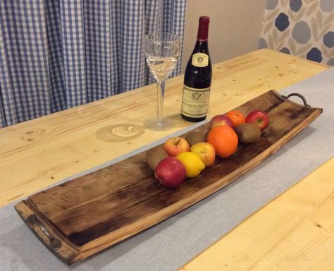 Whisky Stave Ideas, Whiskey Barrel Slat Ideas, Wine Barrel Charcuterie Board, Whiskey Stave Projects, Barrel Stave Projects, Barrel Stave Ideas, Whiskey Barrel Ideas, Wine Barrel Ideas, Stave Projects