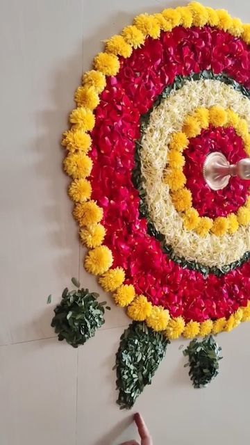 Semi Circle Flower Rangoli, Rangoli Designs With Flowers, Onam 2024, Flowers Rangoli Designs, Long Sleeve Cut Out Dress, Welcome Rangoli, Flower Rangoli Designs, Simple Flower Rangoli, Welcome Home Decorations