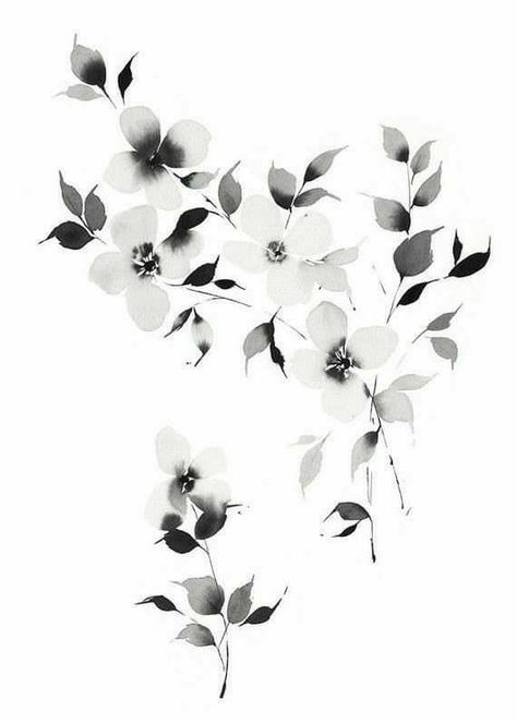 Black Watercolor Flowers, Watercolor Art Black And White, Black And White Watercolor Painting, Homemade Watercolors, Abstract Watercolor Flower, Black And White Watercolor, Modern Florals, Coffee Watercolor, Bullet Art