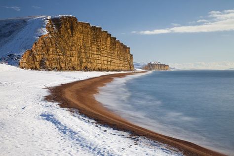 Winter wonderland: picture postcard views of Britain in the snow. East Cliff Burton Bradstock Dorset Winter Wonderland Pictures, British Beaches, Dorset Coast, Dorset England, West Bay, Jurassic Coast, British Countryside, Picture Postcards, England And Scotland