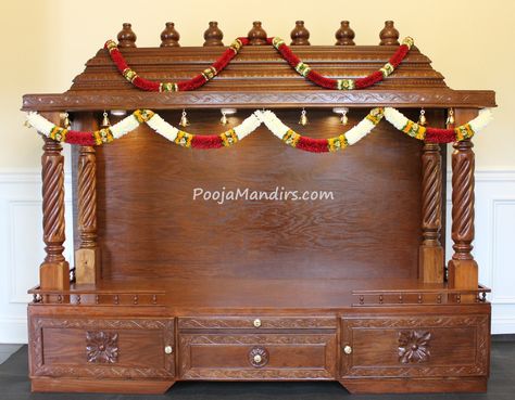 Pooja Mandirs, Made in the USA (North Carolina), We build home temples (pooja mandirs) in different sizes and provide many custom options to choose based on your desires. You have freedom to select different sizes (width, length, and height), stain colors, storage options, temple layouts, and many more to make your temple unique and special. Pooja Mantap Designs, Simple Pooja Mandir, Devudu Mandir Designs, Hanging Pooja Mandir, Wood Pooja Mandir, Pooja Mandir Usa, Mandir Design, Pooja Mandir, Altar Design