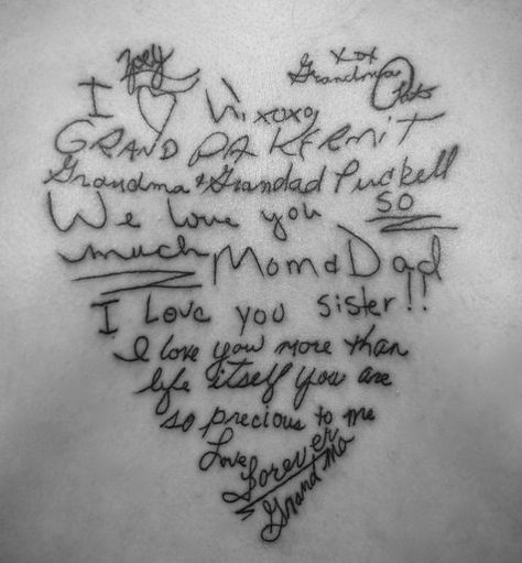 Top 10 Tattoos About Family - Tattoo.com Handwriting Tattoos, Super Tattoo, Herz Tattoo, Disney Tattoo, Memorial Tattoos, Family Tattoos, 문신 디자인, Trendy Tattoos, Tattoo Designs For Women