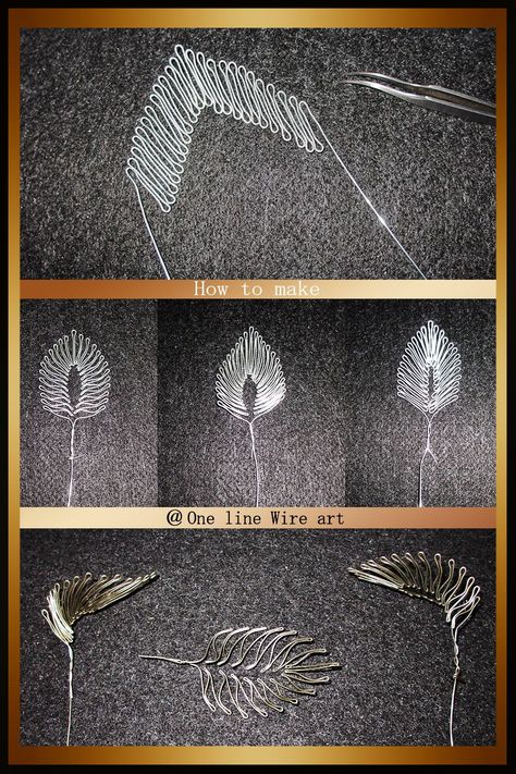 Wire Art Tutorial, Wire Leaves, Wire Leaf, Sculpture Wire, Art Fil, One Line, Copper Wire Art, Wire Craft, Wire Art Sculpture