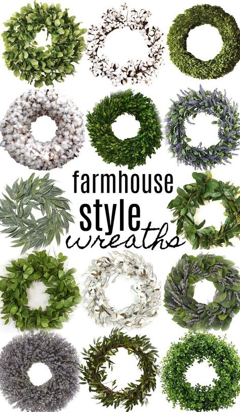 Shop all the wreaths above with my affiliate links: southern magnolia wreath [HERE] lemon leaf wreath [HERE] small magnolia leaf wreath [HERE] preserved boxwood wreath [HERE] Solid cotton wr… Farmhouse Faucet, Bathroom Upstairs, Preserved Boxwood Wreath, Magnolia Leaf Wreath, Farmhouse Style Wreath, Preserved Boxwood, Olive Wreath, Willow Wreath, Lemon Leaves