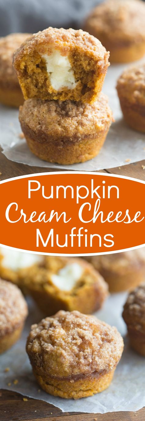 The BEST Pumpkin Cream Cheese Muffins! Better than the bakery and one of my… Muffins Blueberry, Pumpkin Cream Cheese Muffins, Pumpkin Cream Cheese, Streusel Muffins, Pie Bites, Cream Cheese Muffins, Copycat Starbucks Recipes, Food Charlatan, Pumpkin Cream Cheeses