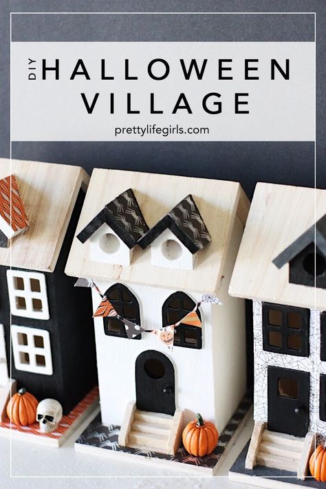 DIY Halloween Village - The Pretty Life Girls #halloweencrafts #halloweendecor Diy Halloween Village, Dept 56 Halloween, Halloween Village Display, Halloween Bunting, What Is Halloween, Casa Halloween, Halloween Memes, Diy Halloween Decor, Pretty Life