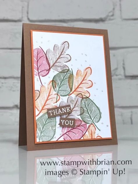 Caring Leaves, Simply Said, Festive Words, Stampin Up!, Brian King Screen Cards, Simple Holiday Cards, Leaf Outline, Holiday 2024, Leaf Cards, Changing Leaves, Step Cards, Christmas Card Crafts, Cards Scrapbooking