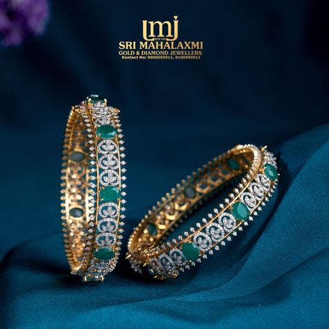 Diamond bangles with vibrant green emeralds. Each piece showcases expert craftsmanship and elegance, ideal for those who appreciate sophisticated luxury. 📞 Call/WhatsApp: 9100592011, 9652005510 🌐 Visit: www.srimahalaxmijewellers.in Book a video call appointment for a personalized experience. Free Shipping in India and USA #SriMahalaxmiJewellers #MahalaxmiJewellers #SouthIndiaJewellery #IndianJewellery #Jewellery #DiamondJewellery #GoldJewellery #ShopFromHome #VirtualShopping #JewelryLovers... Diamond Bangles With Emeralds, Necklace Set Indian Bridal Jewelry, Diamond Bangles, Necklace Set Indian, Diamond Jewel, Bridal Jewellery Indian, Video Call, Diamond Bangle, Vibrant Green