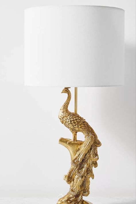 Peacock lamp, Anthroliving Peacock Interior, Peacock Lamps, Styling Bookcases, Peacock Room Decor, Peacock Living Room, Peacock Home Decor, Peacock Lamp, Peacock Room, Animal Lamp