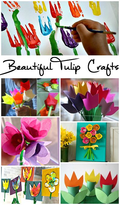 Beautiful Tulip Crafts that Kids Can Make (Perfect for spring or summer time art projects!) | CraftyMorning.com Tulip Craft Preschool, Tulip Crafts, Spring Flower Crafts, Spring Preschool, Spring Crafts For Kids, Spring Activities, Crafts For Kids To Make, Mother's Day Diy, Construction Paper