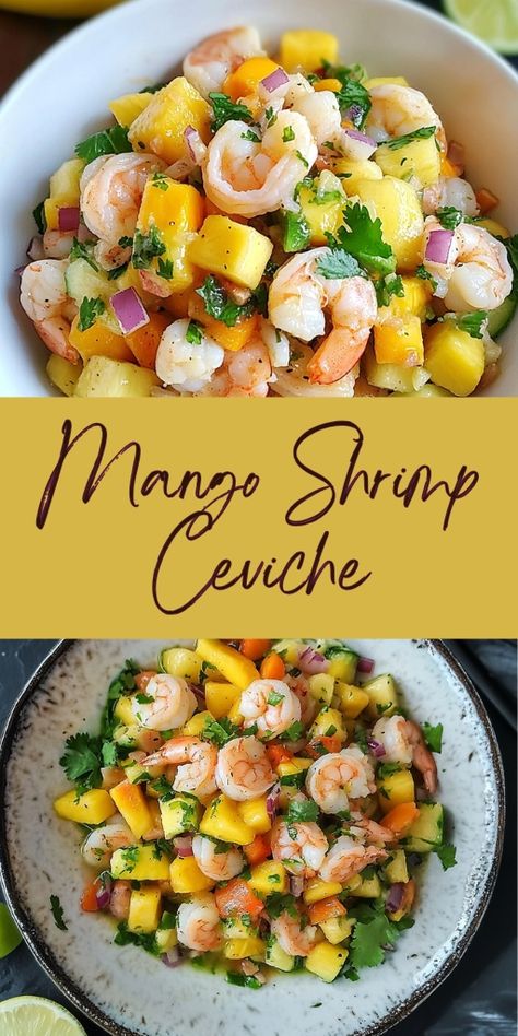 🍤 Fresh, tangy, and full of tropical flavors, this Quick Mango Shrimp Ceviche with Avocado is the ultimate summer appetizer! With juicy shrimp, ripe mango, creamy avocado, and zesty lime, this dish is perfect for BBQs, pool parties, or a refreshing light meal. Ready in under 30 minutes, this ceviche is a vibrant, healthy option that will wow your guests. 🌿🍋 Pin it now for your next summer gathering and enjoy the tropical flavors! #shrimpceviche #seafoodrecipes #summermeals #mangoavocado 🥭