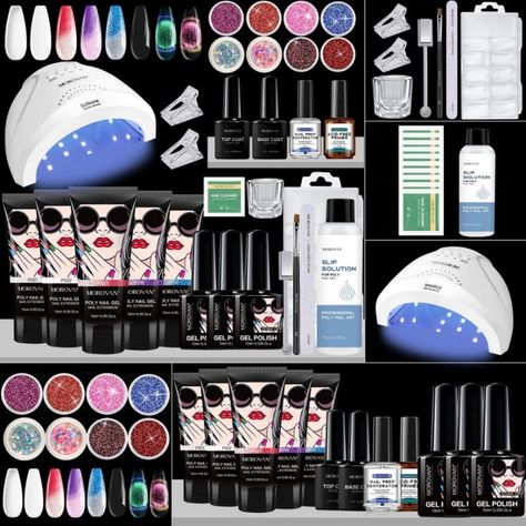 Morovan Poly Gel Nail Kit with 48w UV/LED Nail Lamp - Gradient Poly Nail Gel Kits Professional Poly Gel Set with Cat Eye Gel Polish and Slip Solution White Builder Gel Kit Poly Nail Extension Gel Kits For Nail Art Supplies with Everything Morovan Poly Gel Nail Kit, Morovan Poly Gel, Poly Gel Nail Kit, Poly Nail Gel, Poly Gel, Cat Eye Gel Polish, Gel Set, Gel Nail Kit, Builder Gel