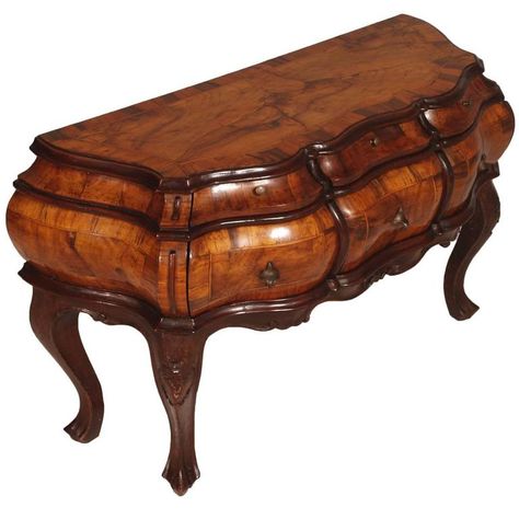 Dresser Console, Louis Xvi Furniture, Low Dresser, Dark Woods, Walnut Burl, Italian Baroque, Baroque Design, Style Baroque, Victorian Furniture