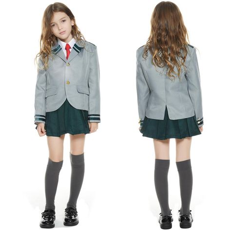 PRICES MAY VARY. Material -- Uniform cloth, stretch knit.High-quality fabrics specially selected by our designers,please don't worry about quality. You will Receive -- One Jacket + shirt + skirt + socks + tie. Features -- Boku no Hero Academia style,high quality and ultra restore animationthe.The school uniforms of the girls in Class A in My Hero Academia, you can wear them to play your favorite characters,such as Ochaco Uraraka,Asui Tsuyu,Hagakure Toru,etc. Occasion -- This Boku no Hero Academi Uniform Design School, Asui Tsuyu, High School Uniform, School Uniform Kids, Ochaco Uraraka, Cosplay Photography, Future School, Clothes Reference, Photography School