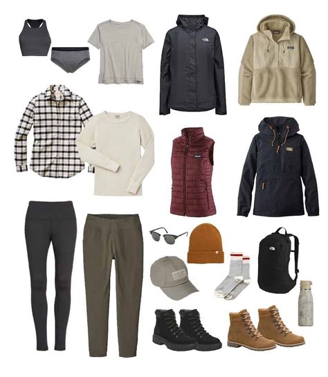 Lake Weekend Outfit Fall, Breckenridge Fall Outfit, Hiking Capsule Wardrobe, Mountain Fashion Women, Lake Weekend Outfit, What To Wear Camping, Scotland Clothes, Camper Aesthetic, Hiking In The Fall