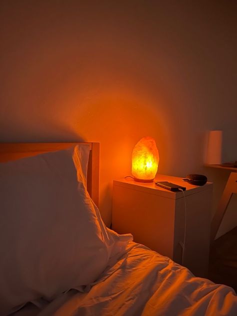 the significance of the salt lamp | hannahfox | hannah bellinger | fox thornton | bellinger sister duo | book aesthetic Room Calm Aesthetic, Salt Rock Lamp In Bedroom, Salt Lamp In Bedroom, Clean Simple Aesthetic, Salt Lamp Living Room, Lamps Aesthetic Bedroom, Calm Lighting Bedroom, Bedroom Salt Lamp, Rock Salt Lamp Aesthetic