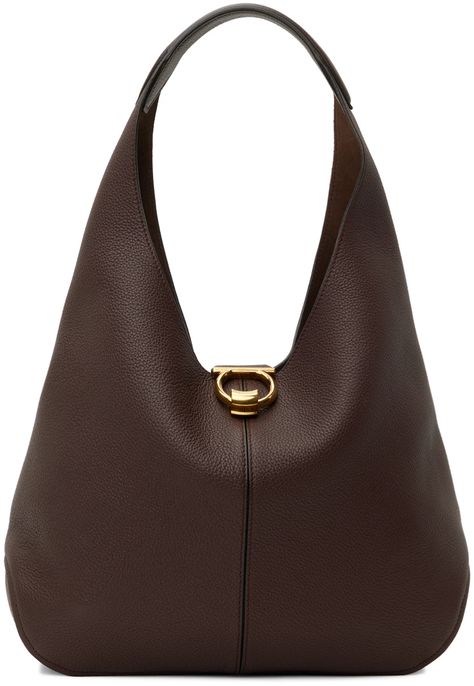 Ferragamo: Brown Margot Shoulder Bag | SSENSE Ferragamo Bag, Brown Leather Bag, Pretty Bags, Brown Bags, Zip Pouch, Love Bracelets, Cute Bag, Beautiful Bags, Accessories For Women