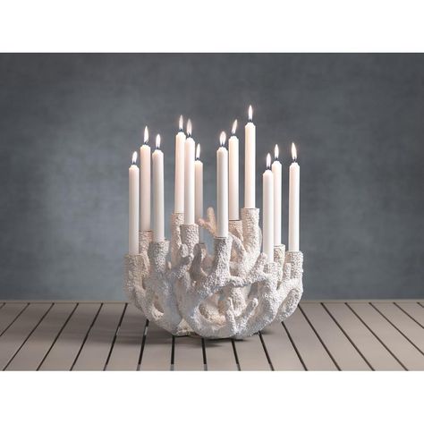 Gather around the table with this multiple taper candle holder. This elegant design is like no other, and will grab the attention of your guests at any party, event or wedding. It is the perfect centerpiece to your family meal or table setting! Specifications Product Dimensions: 14.5" Dia x 10.5" H Product Weight: 14.5 Coral Sculpture, Taper Candle Holder, Diy Candle Holders, Keramik Design, Ceramic Candle Holders, Diy Holder, Ceramics Pottery Art, Taper Candle Holders, Ceramics Ideas Pottery