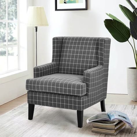 Cheyenn 28" W Polyester Wingback Chair Black Armchair, Accent Arm Chairs, Home Office Space, Antique Farmhouse, Modern Furniture Living Room, Accent Chairs For Living Room, Furniture Design Modern, Upholstered Seating, Wingback Chair