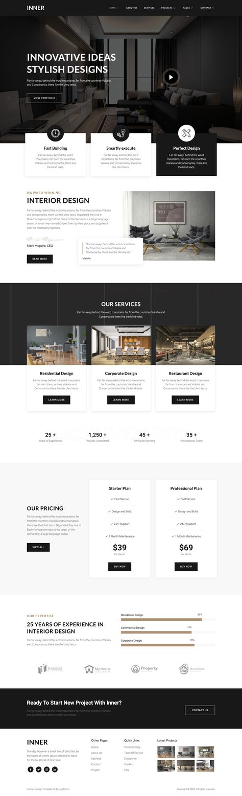 Website Layout Template, Architecture Template, Real Estate Website Templates, Architecture Website, Home Page Design, Elementor Templates, Real Estate Website Design, Ppt Template Design, Furniture Website