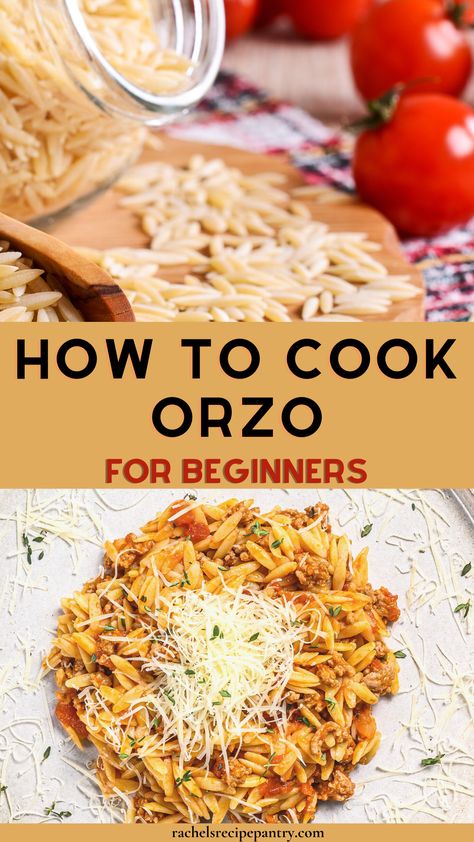 Cooking Orzo In Chicken Broth, Cooking Orzo How To, How To Make Orzo Pasta, How To Cook Orzo Pasta, Simple Orzo Recipes, Cooking Orzo, Orzo Risotto, Parmesan Orzo, How To Cook Orzo