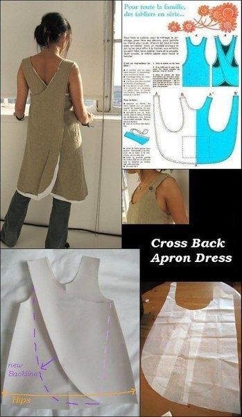 Projek Menjahit, Cross Back Apron, Apron Sewing Pattern, Sew Ins, An Apron, Sewing Aprons, Aprons Patterns, Creation Couture, Diy Sewing Clothes