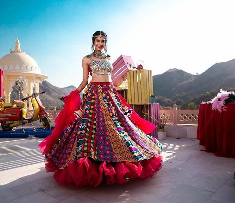 Multicolored Lehengas For Summer Weddings.   #multicoloredlehenga #bridalinspo #lehengainspiration #indianweddinginspiration #shaadisaga #shaadisagafashion भारतीय दुल्हन संबंधी, डिजाइनर कपड़े, Garba Dress, Choli Dress, Navratri Dress, Lehnga Dress, Bridal Lehenga Collection, Designer Bridal Lehenga, Choli Designs