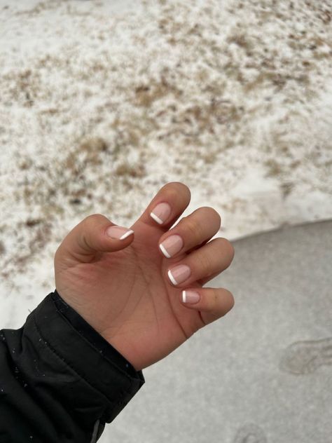 Short Frenchies, Short French Nails, French Tip Gel Nails, Teen Nails, Kids Nail Designs, Gel Nails French, Simple Gel Nails, French Acrylic Nails, Pearl Nails