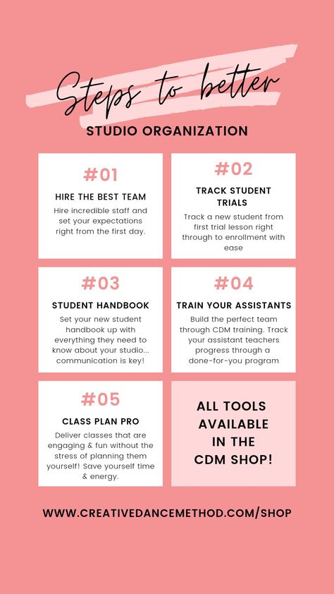 A list of 5 helpful tips to improve your studio communication on a pink background. Dance Studio Organization, Dance Studio Names, Dance Teacher Tools, Dance Career, Dance Business, Dance Studio Decor, Teaching Dance, Creative Dance, Dance Studio Owner