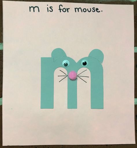 Lowercase M Craft, Letter M Craft, M Is For Mouse, Preschool Mouse, Letter M Crafts, Letter M Activities, Mouse Craft, Letters Craft, Playground Painting