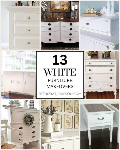 Painted Furniture Archives - Petticoat Junktion Off White Furniture Bedroom, White Antique Furniture, White Painted Furniture Bedroom, How To Paint Furniture White, Painting Dresser White, White Painted Furniture Ideas, Paint Dresser White, Paint Cedar Chest, Painted Bedroom Furniture Ideas