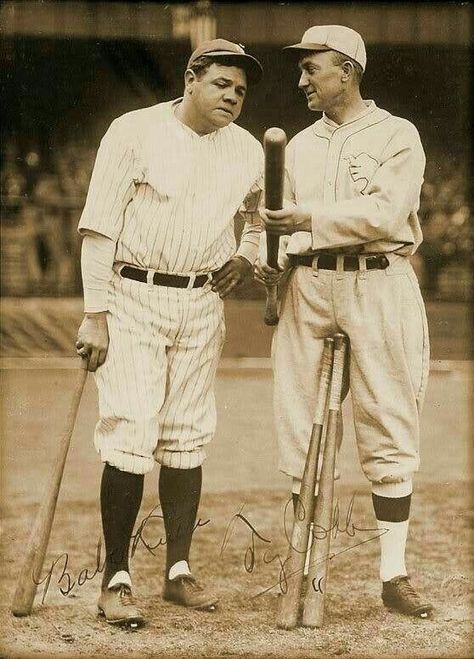 Two all time greats!! Babe Ruth & Ty Cobb Ball Photos, Baseball Legends, Rockies Baseball, Ty Cobb, Shea Stadium, Damn Yankees, Michigan Sports, Philadelphia Sports, Baseball Pictures