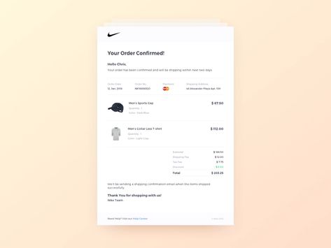 Daily UI Challenge #017 - Email Receipt by Udara on Dribbble Email Order Confirmation, Order Summary Ui Design, Checkout Ui, Form Design Web, To Do App, Web Ideas, Ecommerce App, Email Template Design, Order Confirmation Email