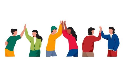 Group of people giving high five illustr... | Free Vector #Freepik #freevector #freepeople #freehuman #freeflat #freefun Boys And Girls Club, Borders For Paper, Group Of People, People Illustration, Graphic Editing, Free Fun, High Five, Girls Club, Flat Illustration