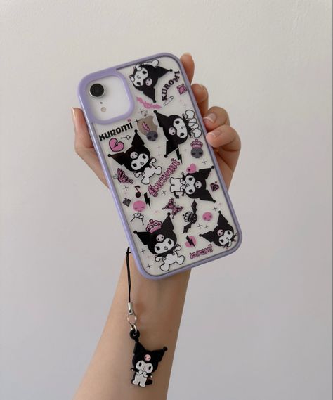 Kuromi sanrio phone case aesthetic Kuromi Phone Case Diy, Sanrio Phone Case Diy, Kuromi Iphone Case, Popsockets Aesthetic, Sanrio Phone Case, Kuromi Phone Case, Sanrio Phone, Kuromi Aesthetic, Phone Cover Stickers