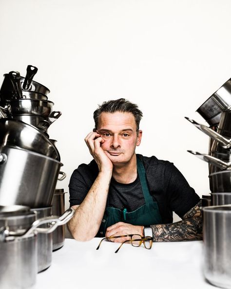 A stylised environmantal portrait of Darren Kerley - head chef at Hotel Meudon Kitchen portrait. Kitchen Portrait, Fine Dining Photography, Chef Portrait, Chef Pictures, Cooking Photography, Man Cooking, Food Photoshoot, Men Photoshoot, Indian Photoshoot